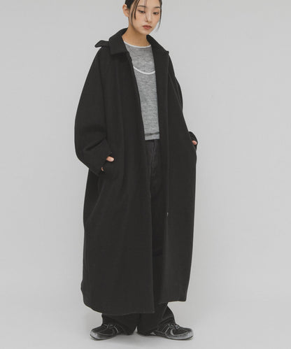 翻領繭型長款大衣