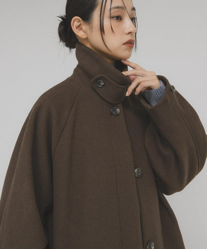 翻領繭型長款大衣