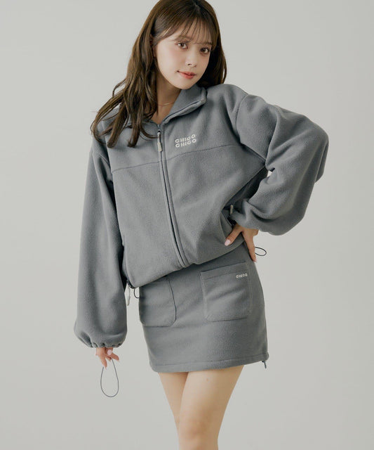 【Chico】羊羔絨A字迷你裙