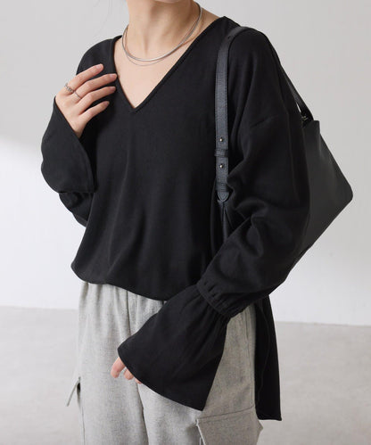 【領子可拆卸】Qanos 帶領荷葉邊長袖T恤