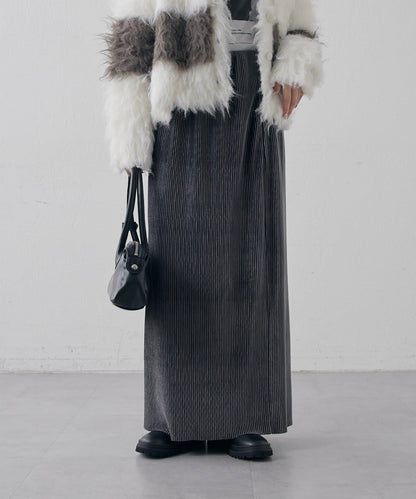 天鵝絨百褶修身半身裙