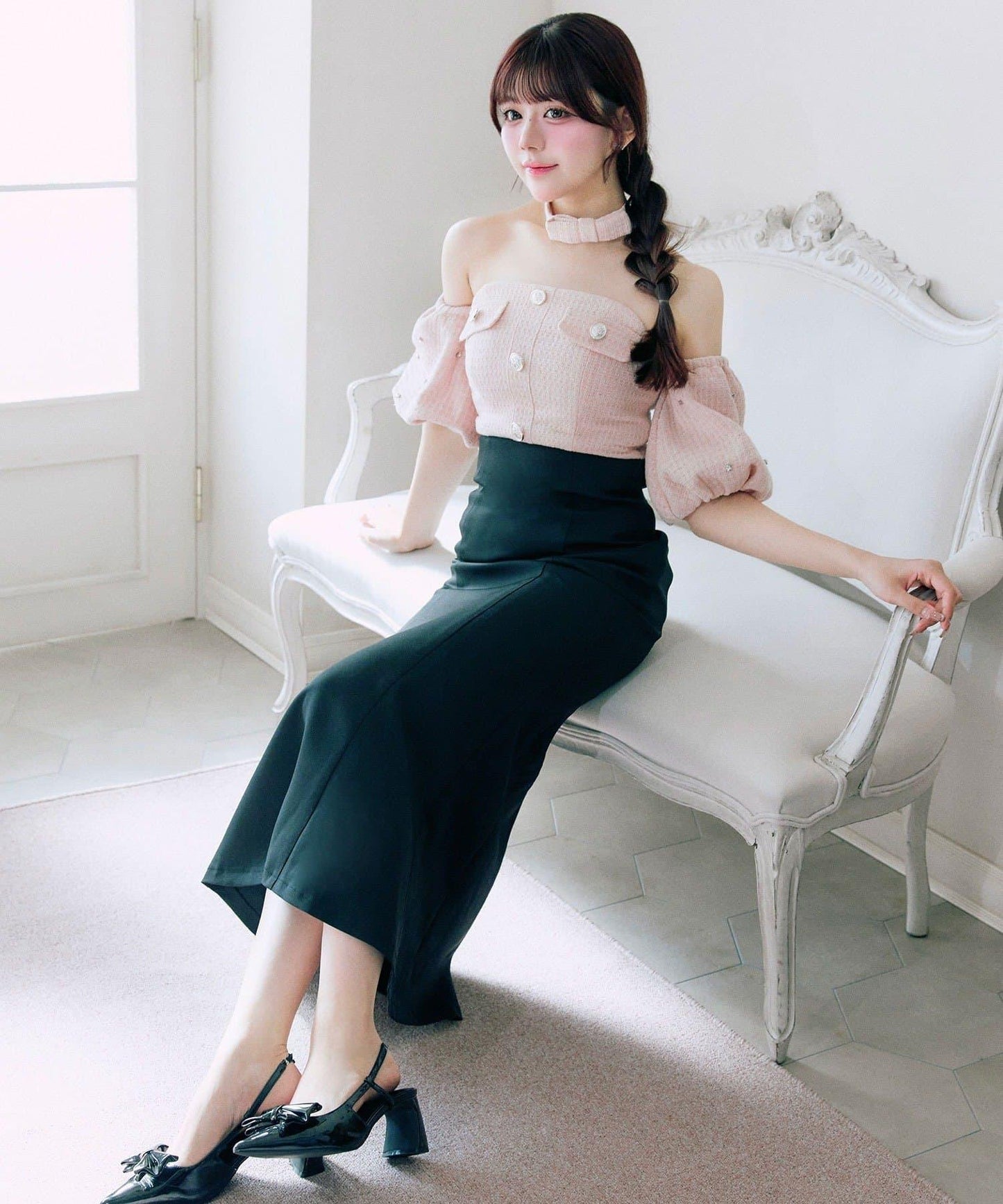 【Belle Charme】粗花呢美人魚連衣裙