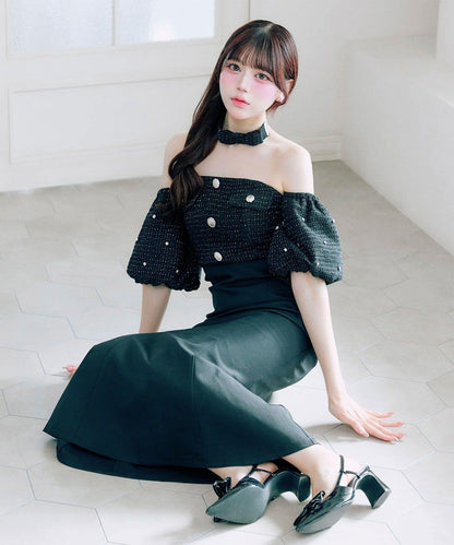 【Belle Charme】粗花呢美人魚連衣裙