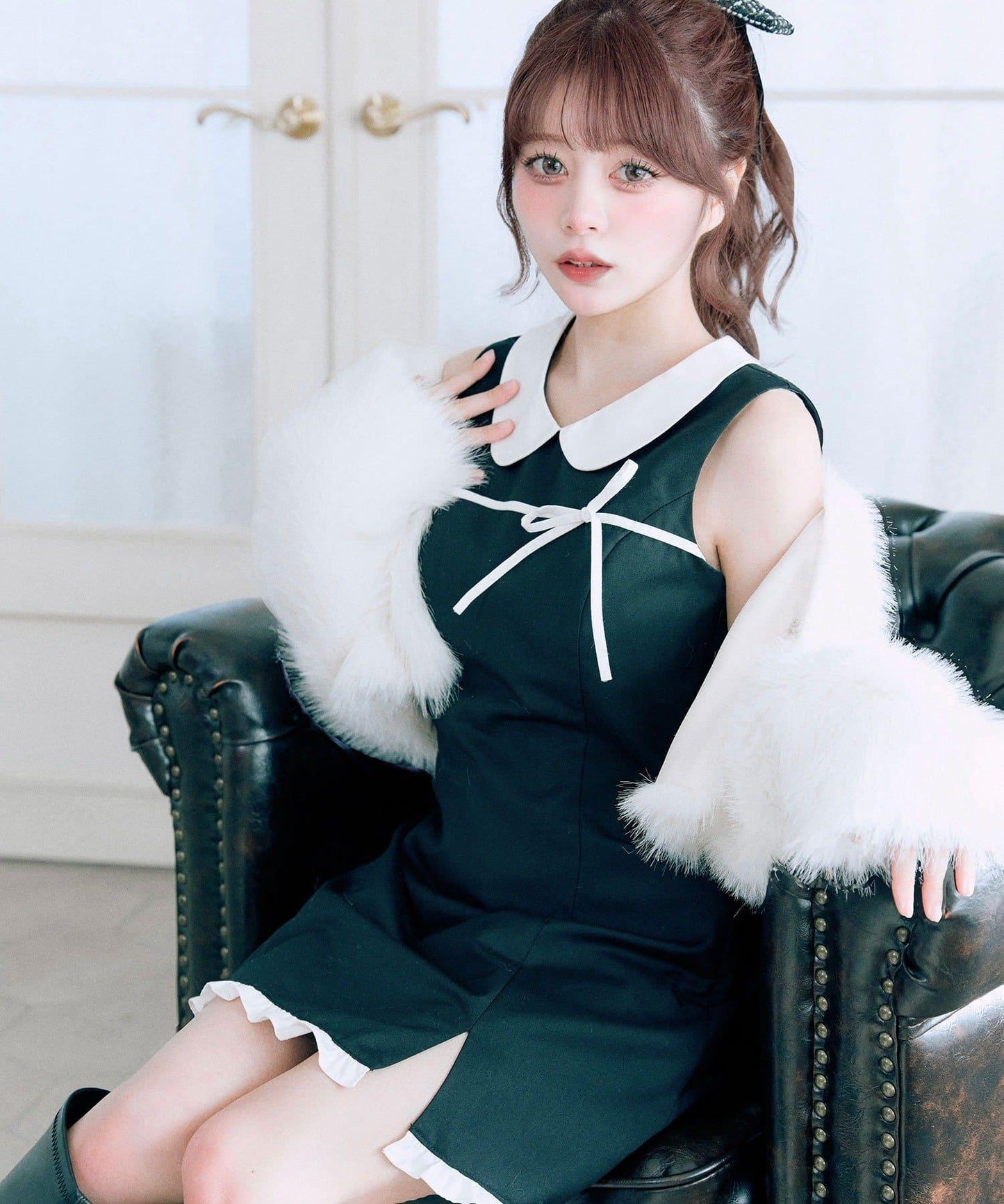 【Belle Charme】純色蝴蝶結迷你連衣裙