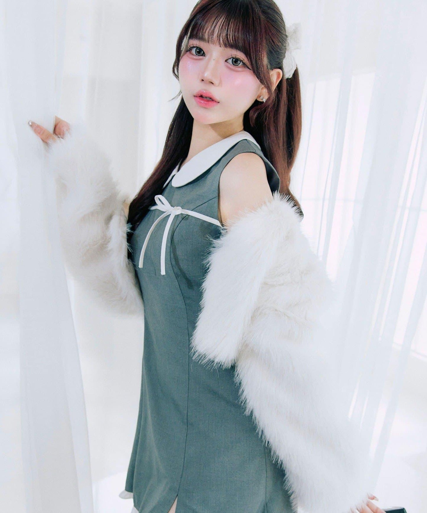 【Belle Charme】純色蝴蝶結迷你連衣裙