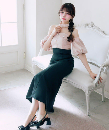 【Belle Charme】粗花呢美人魚連衣裙