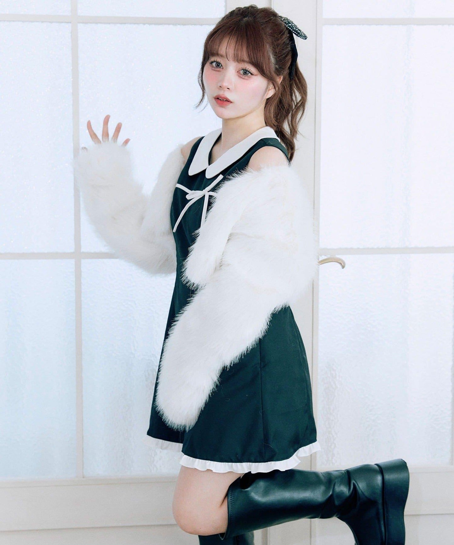 【Belle Charme】純色蝴蝶結迷你連衣裙