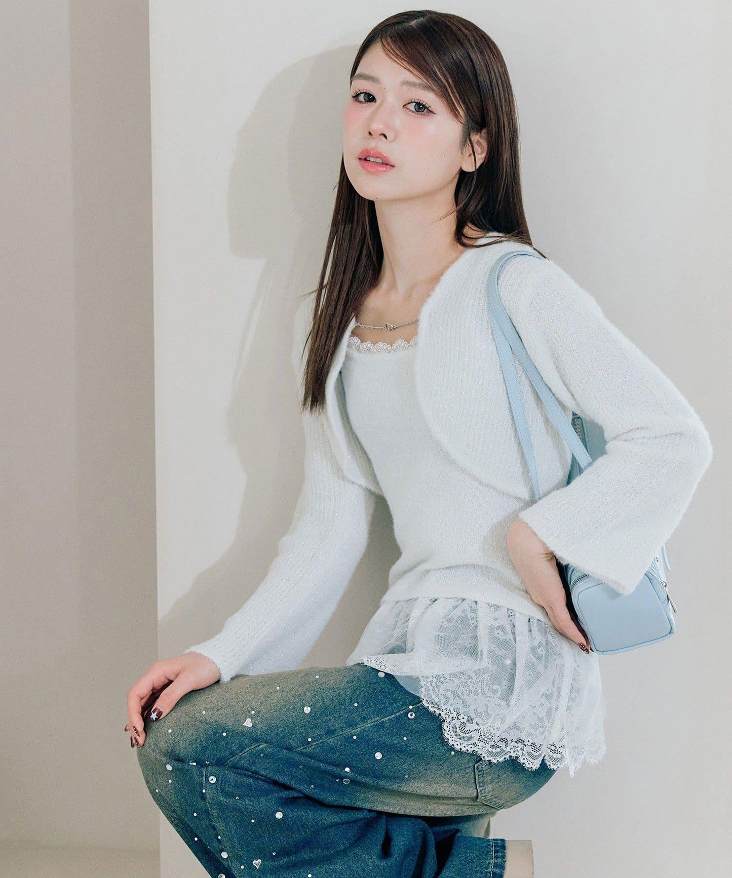 短外套荷葉邊吊帶套裝