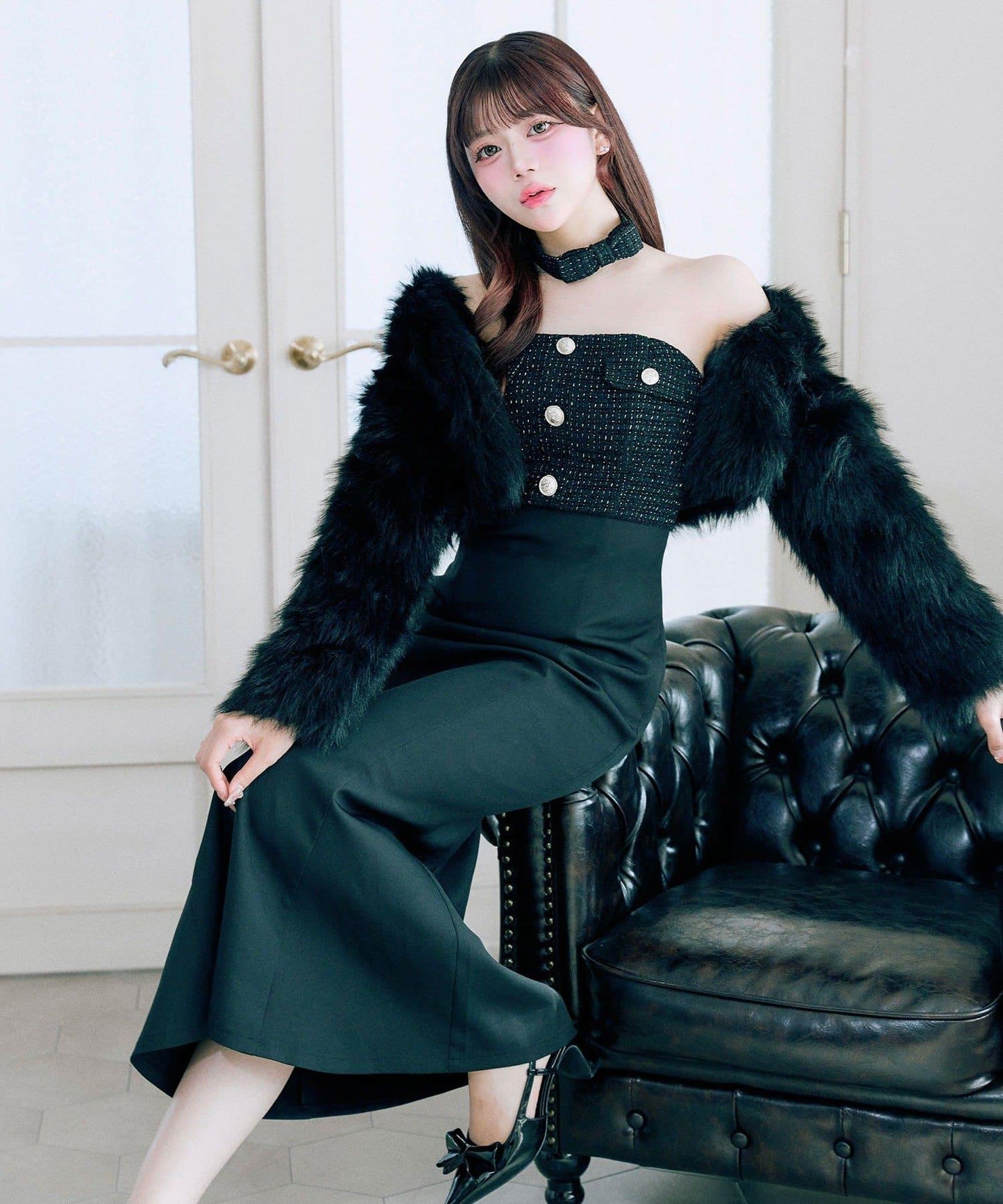 【Belle Charme】粗花呢美人魚連衣裙