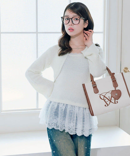 短外套荷葉邊吊帶套裝