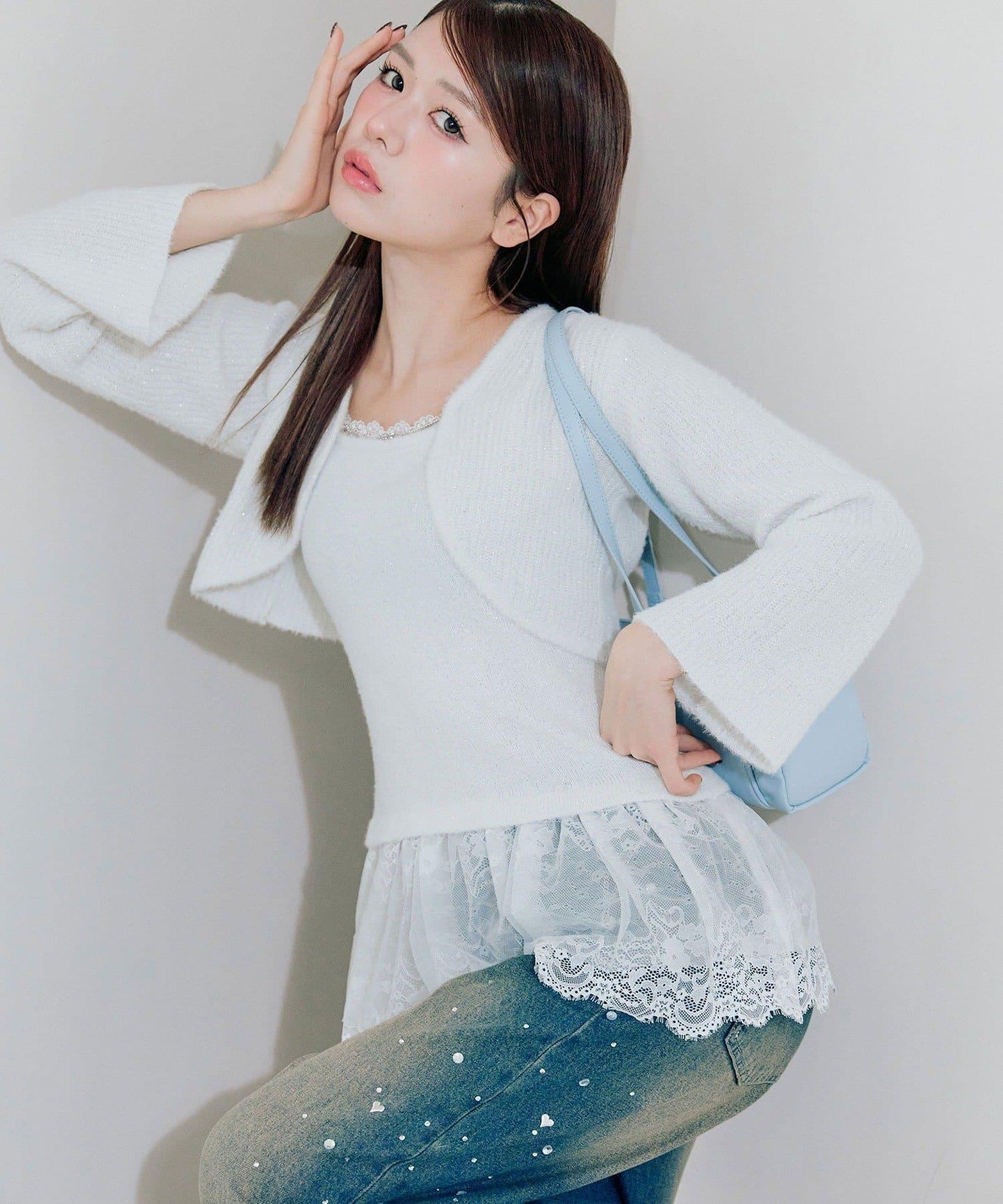 短外套荷葉邊吊帶套裝