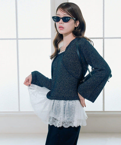 短外套荷葉邊吊帶套裝