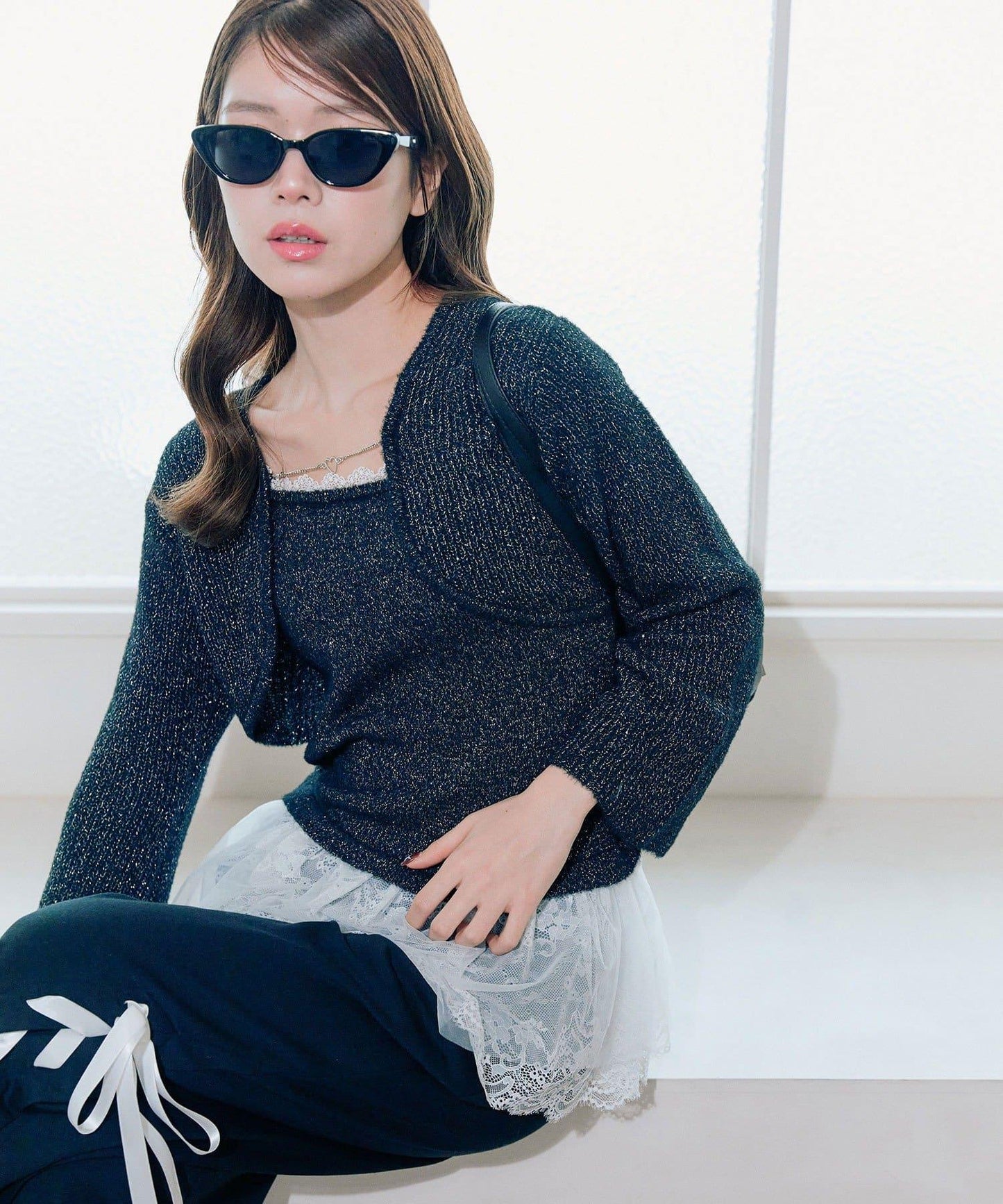 短外套荷葉邊吊帶套裝