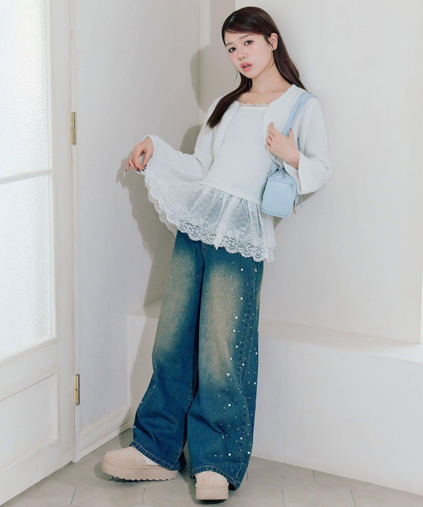 短外套荷葉邊吊帶套裝