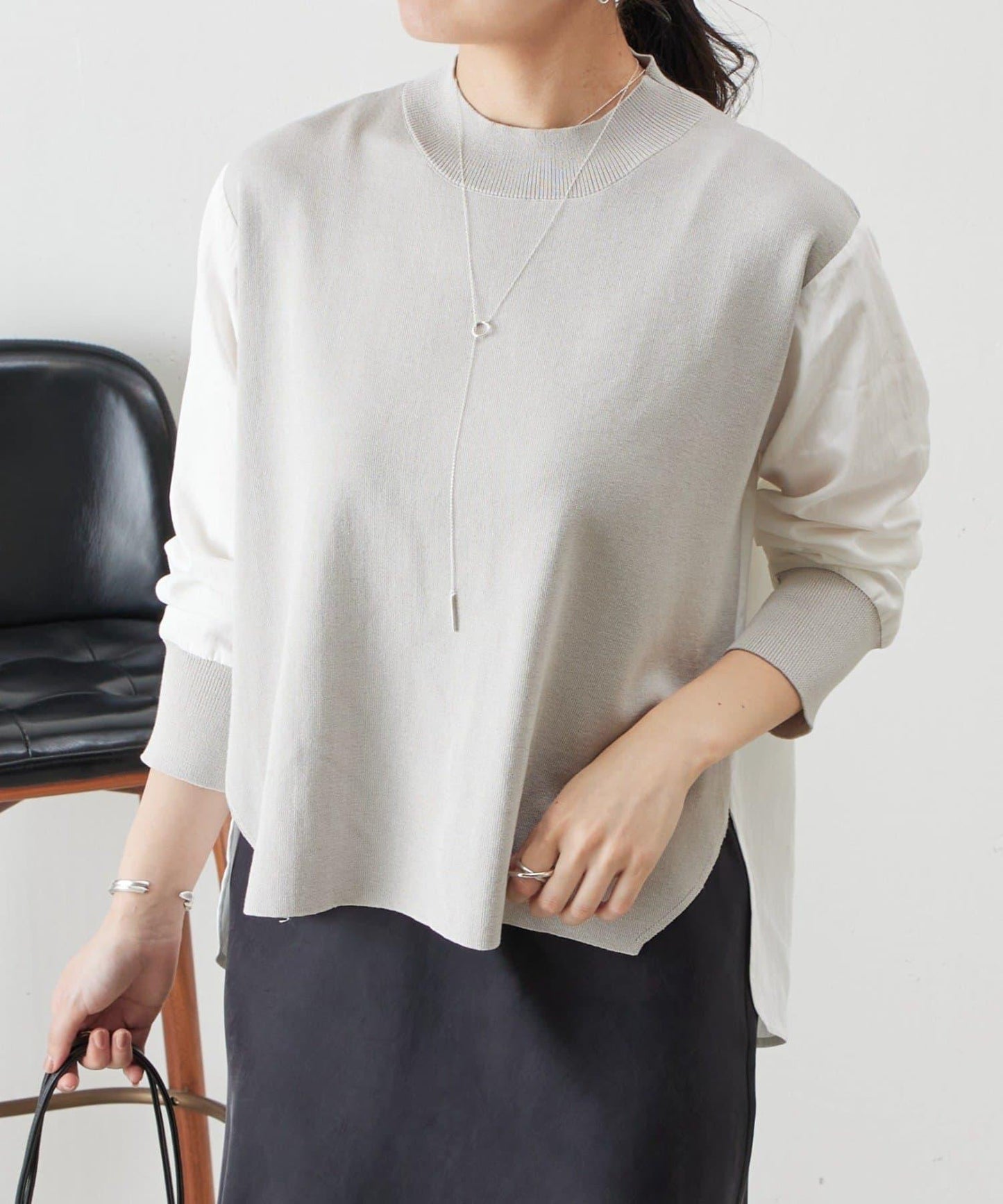 拼接針織條紋上衣