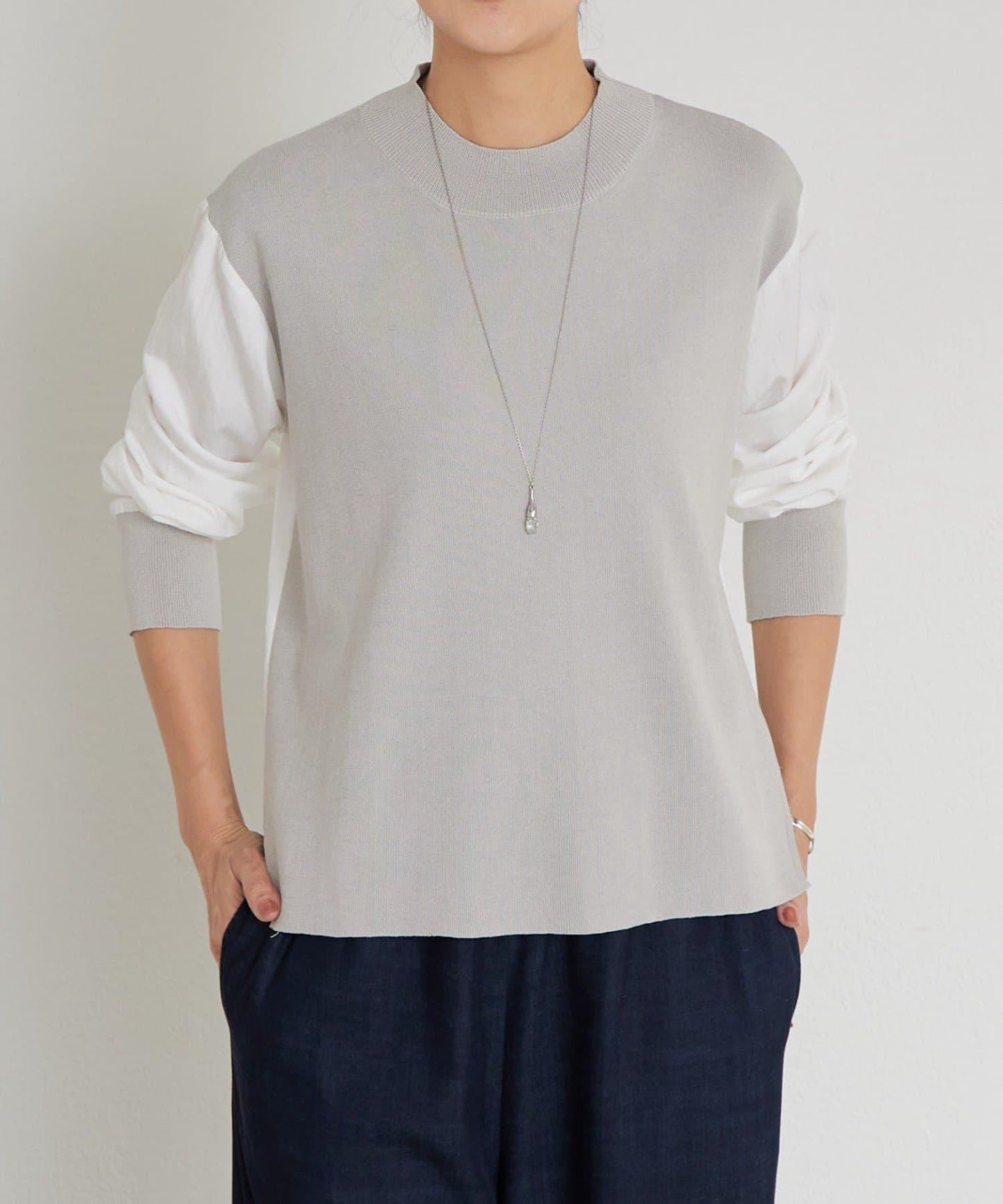 拼接針織條紋上衣