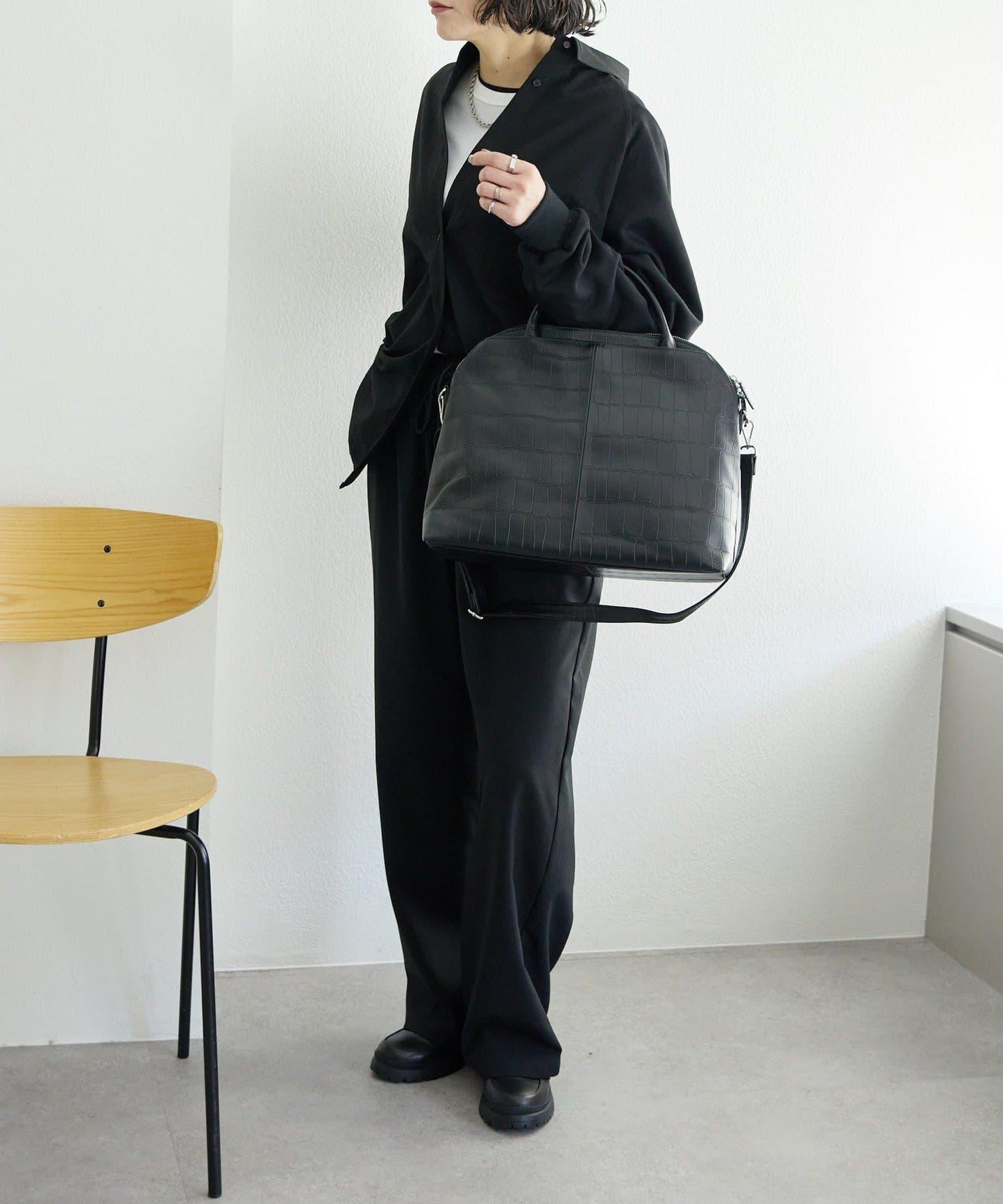 《本革/2way/A4尺寸兼容》雙口袋波士頓包L