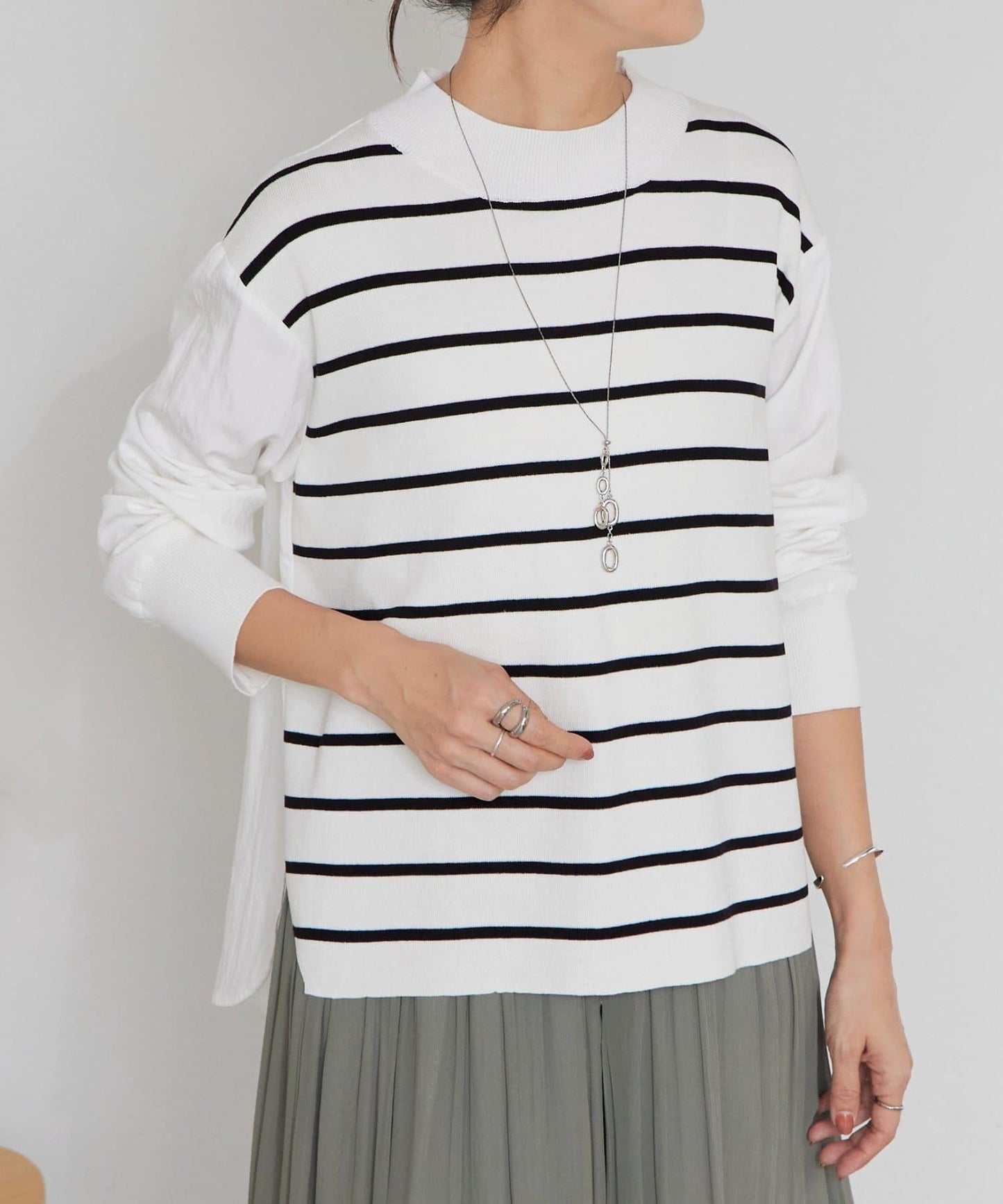 拼接針織條紋上衣