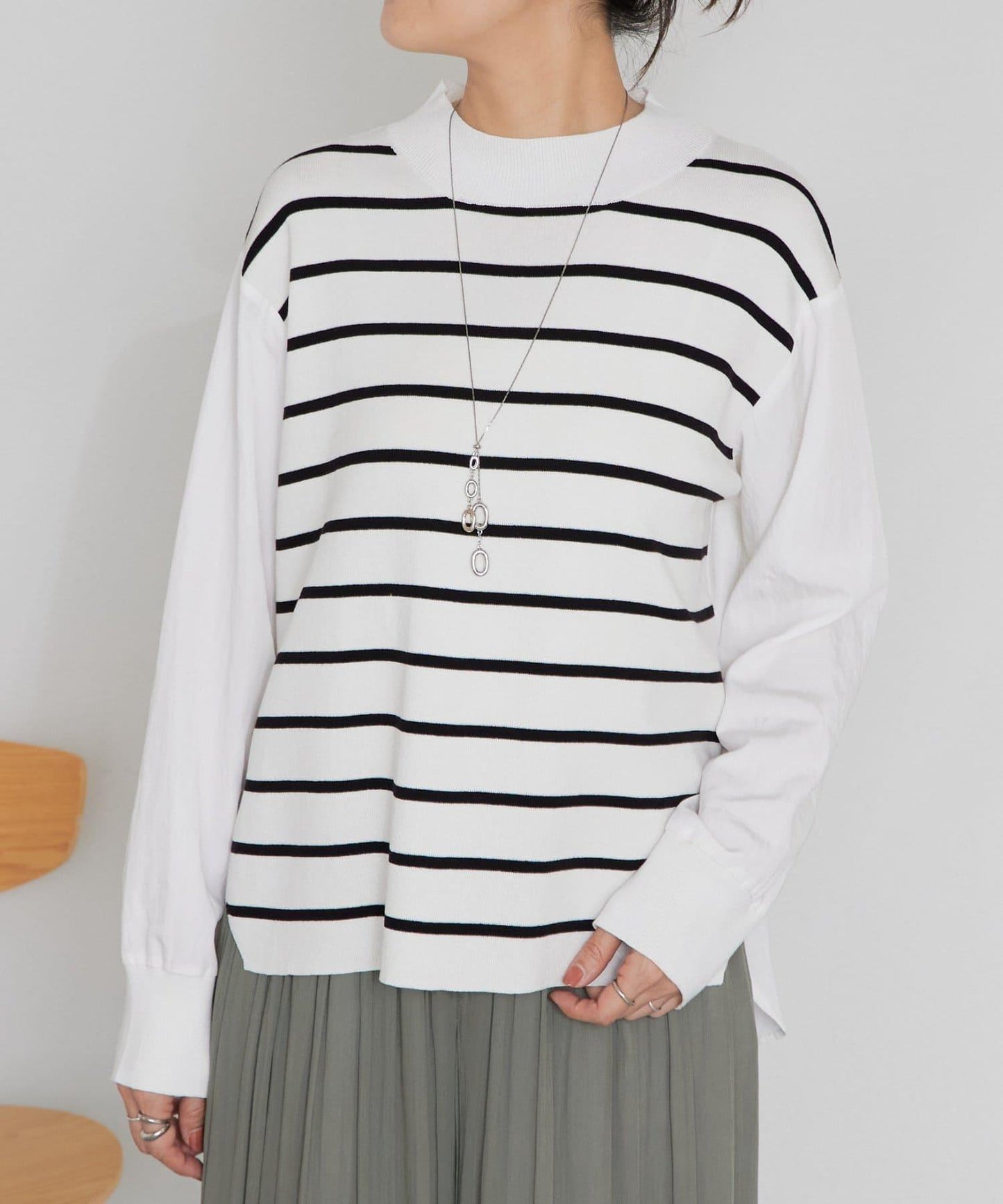 拼接針織條紋上衣