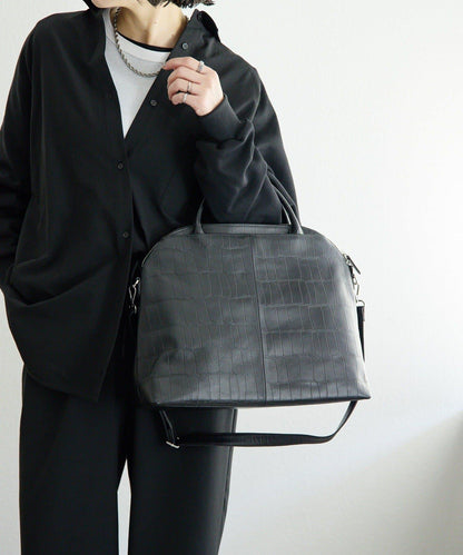 《本革/2way/A4尺寸兼容》雙口袋波士頓包L