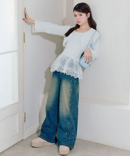 短外套荷葉邊吊帶套裝