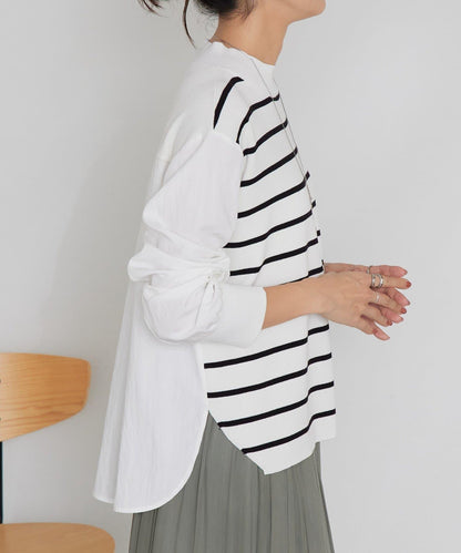 拼接針織條紋上衣