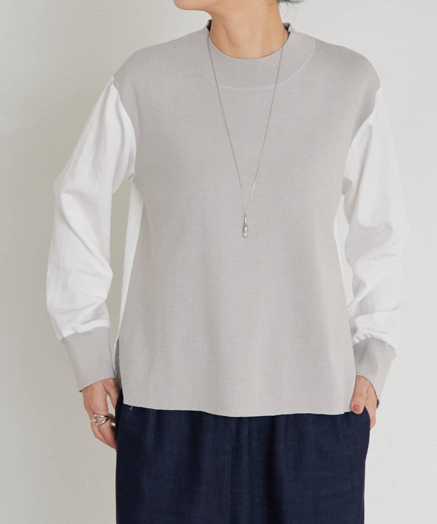 拼接針織條紋上衣