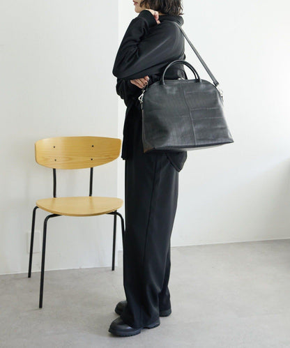 《本革/2way/A4尺寸兼容》雙口袋波士頓包L