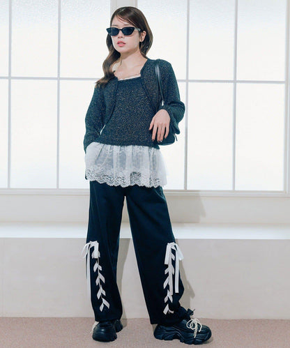 短外套荷葉邊吊帶套裝