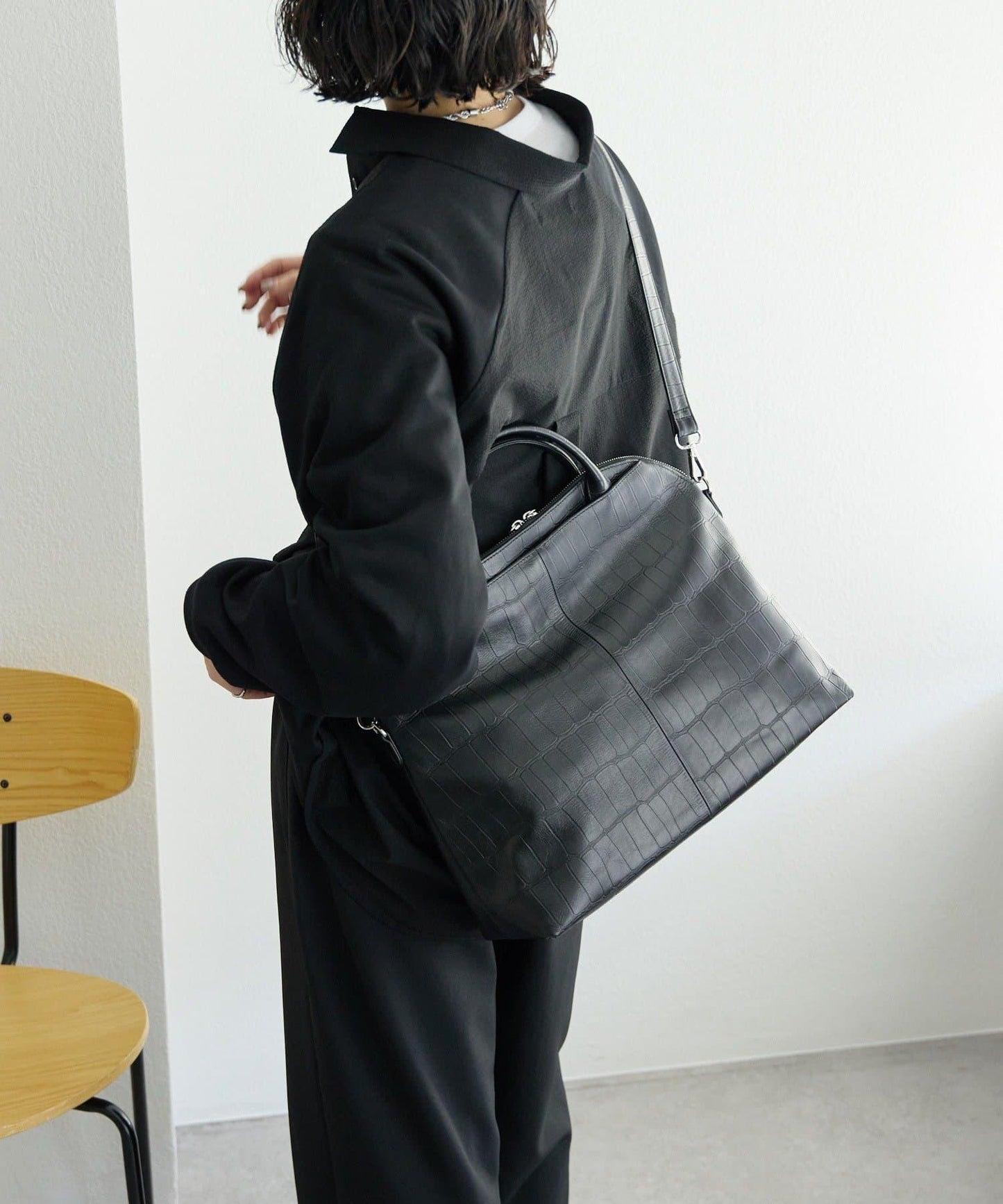 《本革/2way/A4尺寸兼容》雙口袋波士頓包L