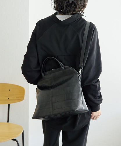 《本革/2way/A4尺寸兼容》雙口袋波士頓包L