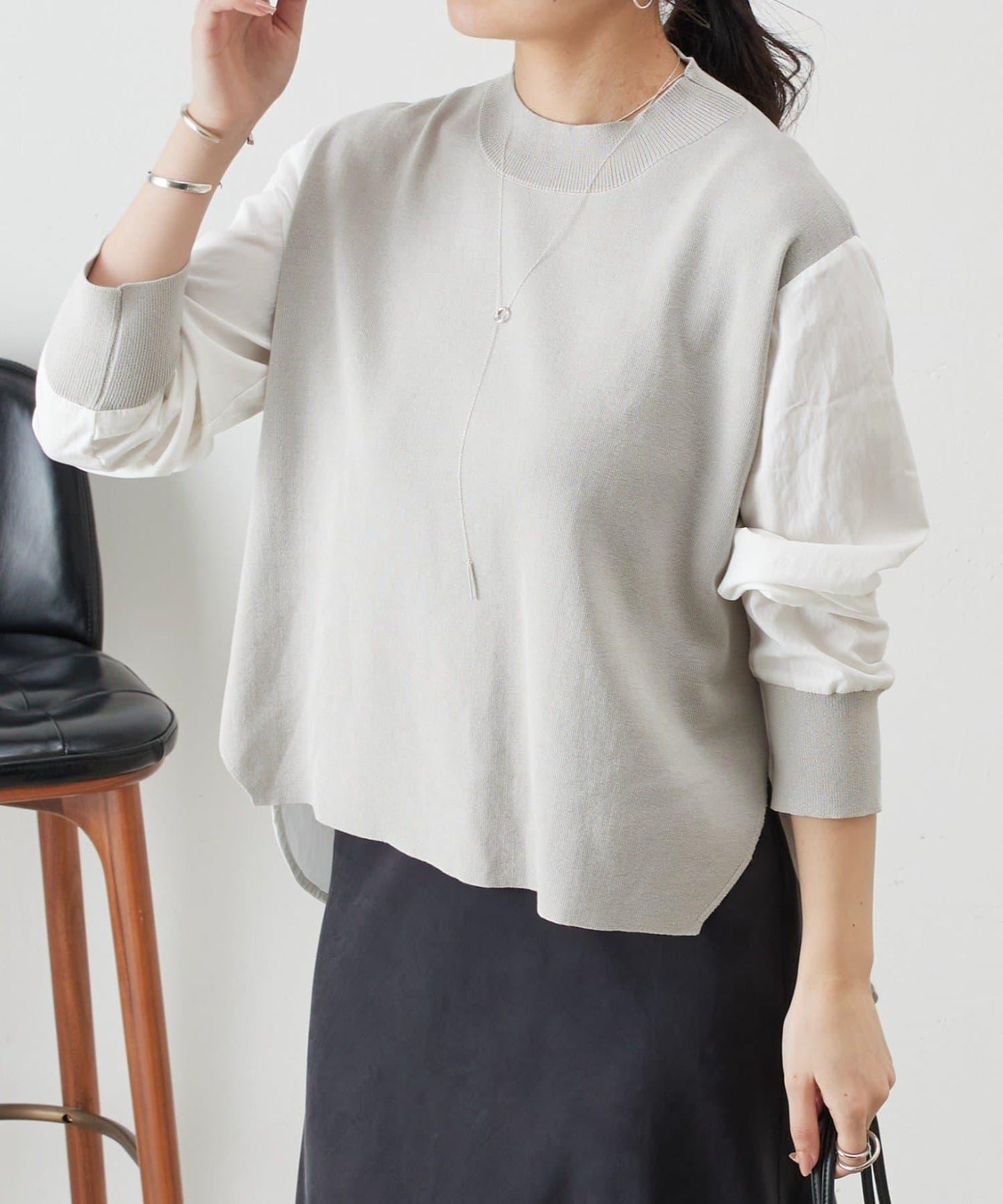 拼接針織條紋上衣