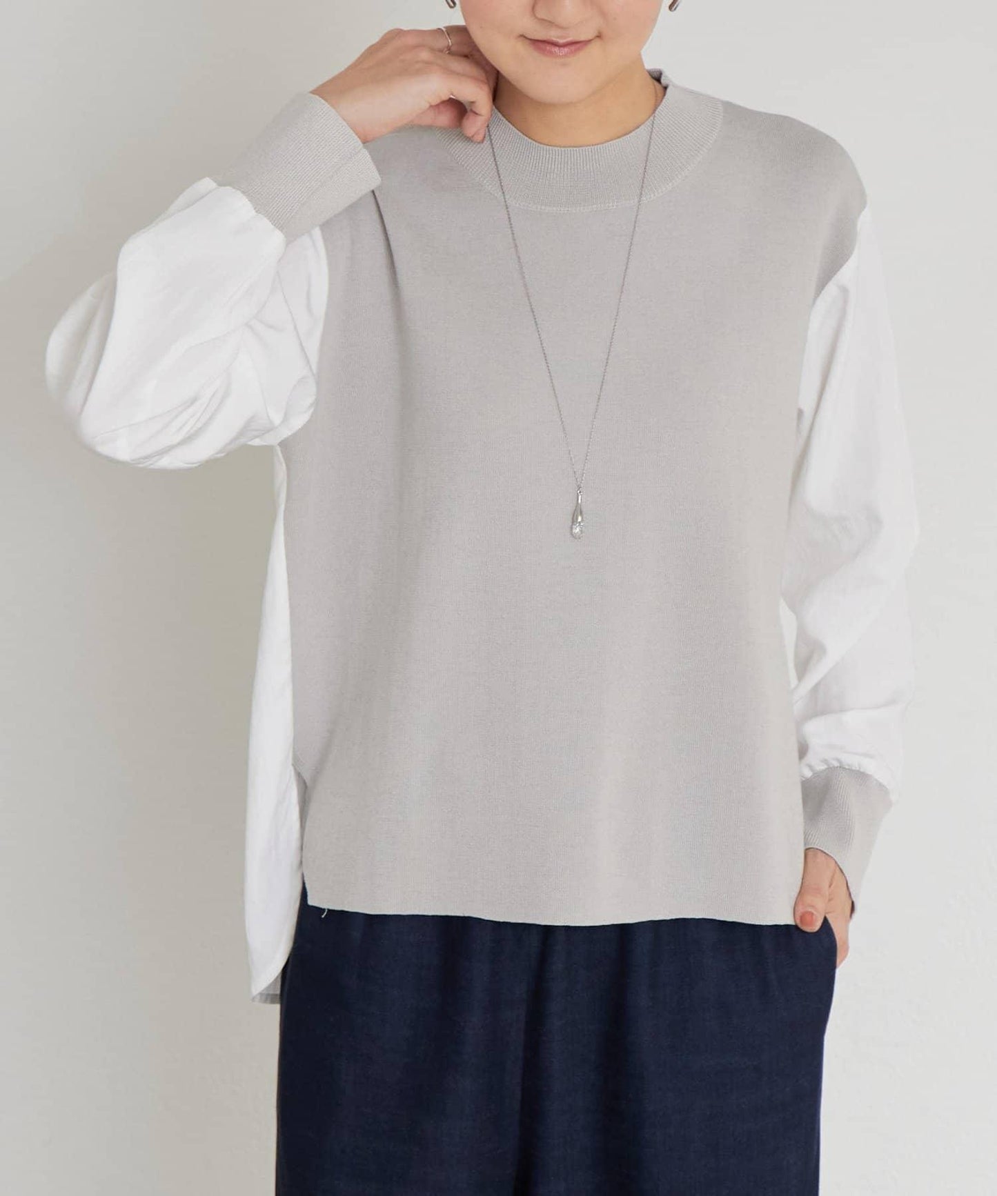 拼接針織條紋上衣