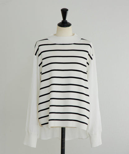 拼接針織條紋上衣