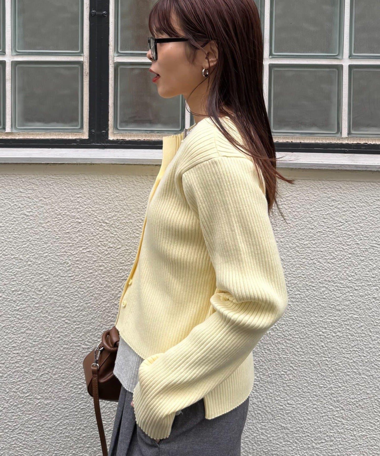 拼接配色多穿法羅紋針織開衫