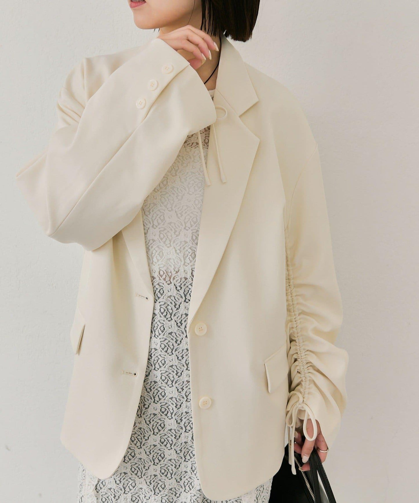 抽繩袖西裝外套