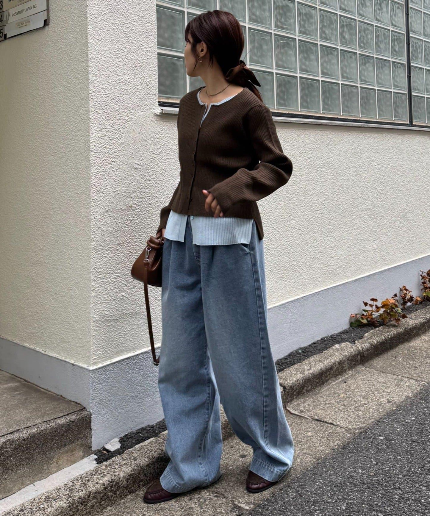 拼接配色多穿法羅紋針織開衫