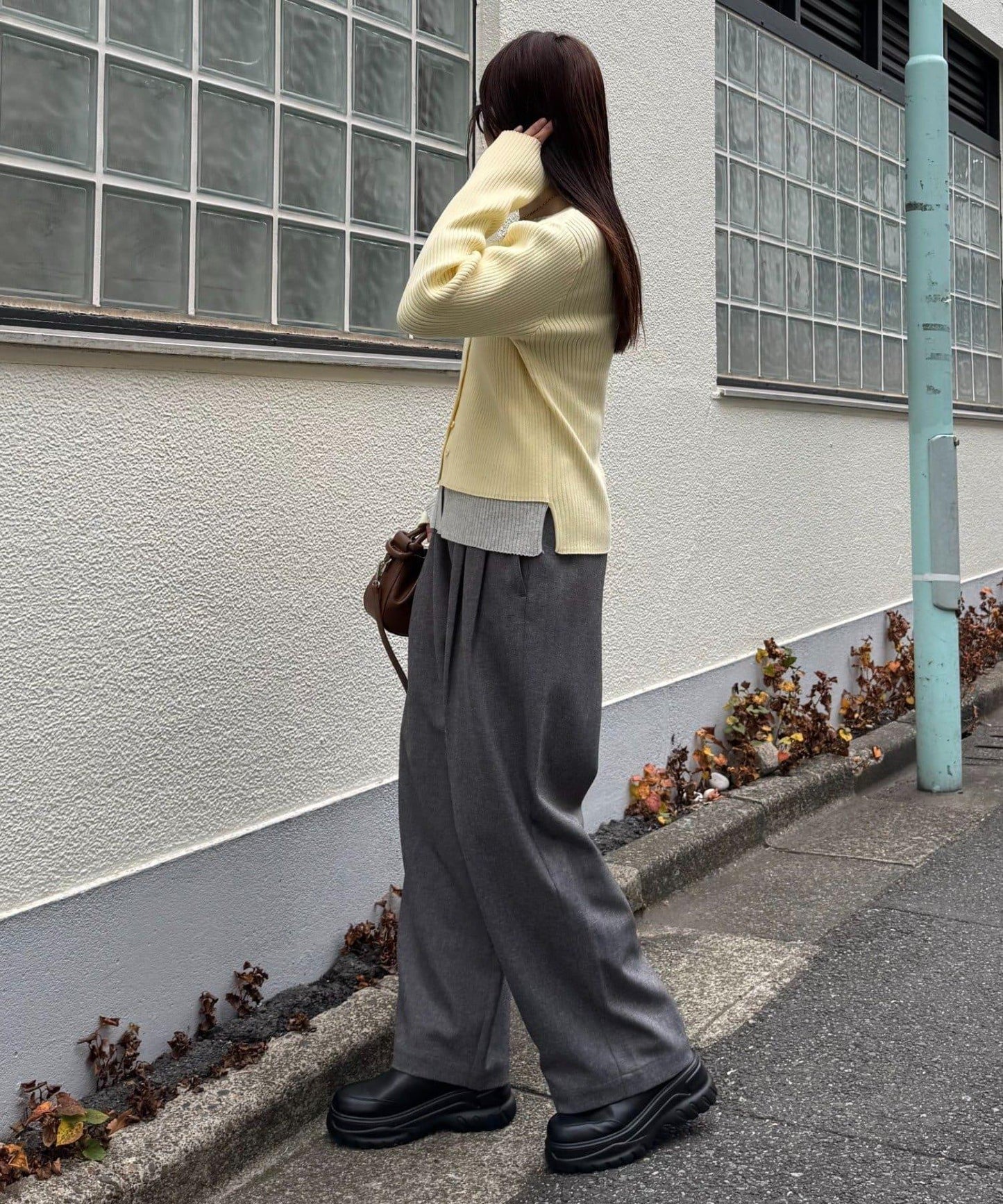 拼接配色多穿法羅紋針織開衫