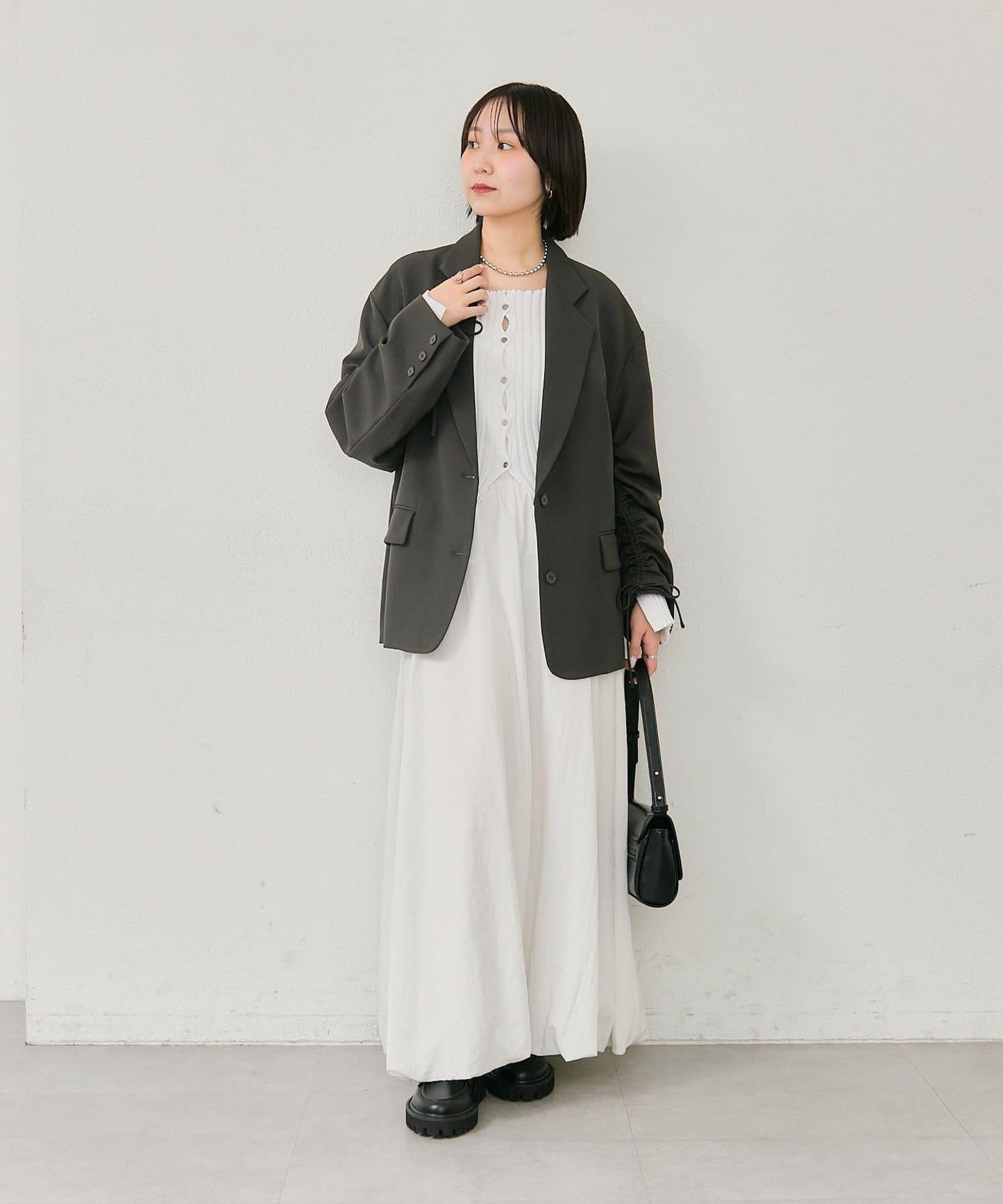 抽繩袖西裝外套