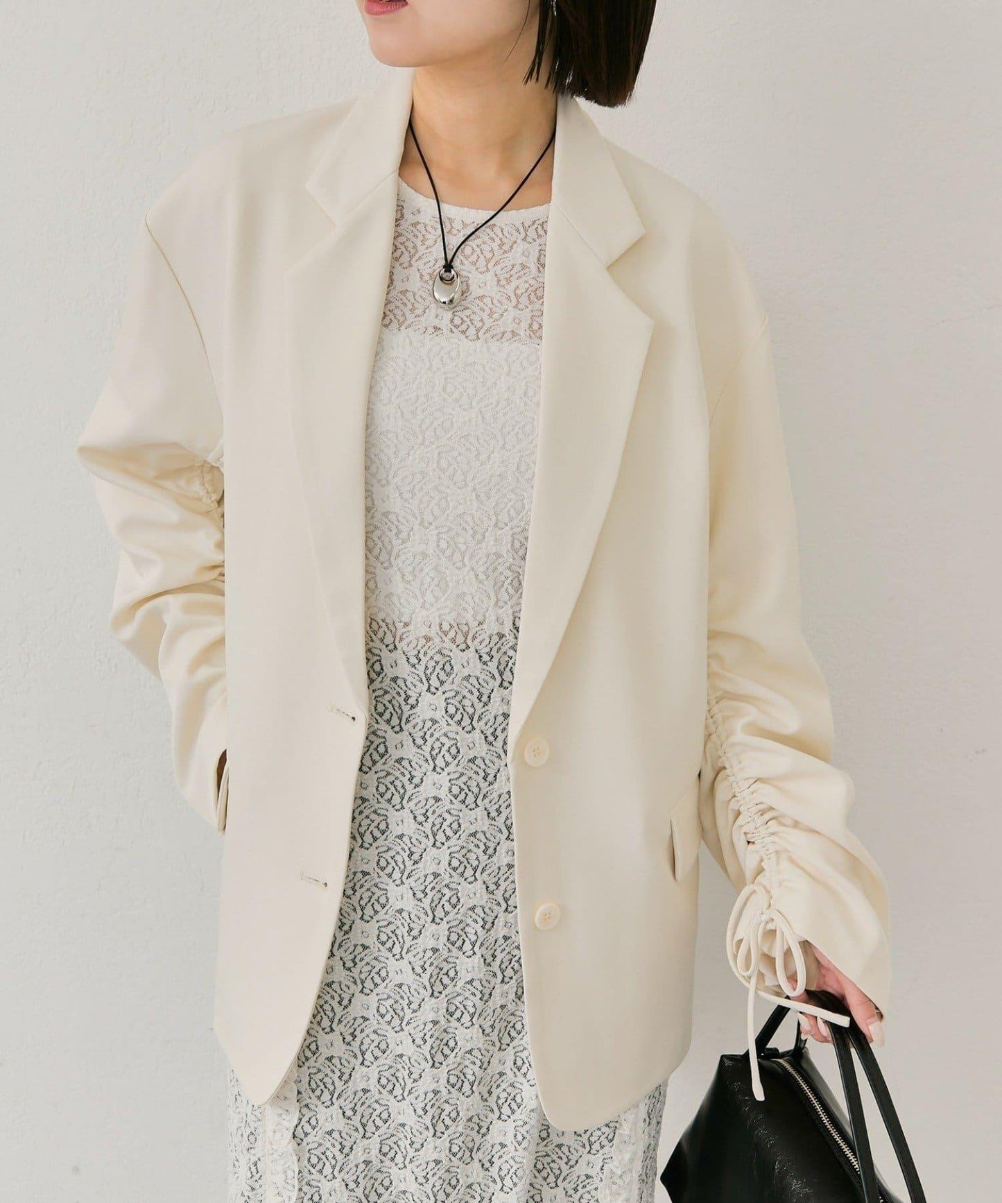 抽繩袖西裝外套