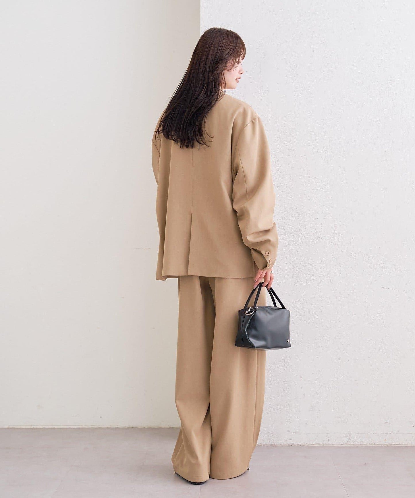 高腰褶皺休閒西裝褲