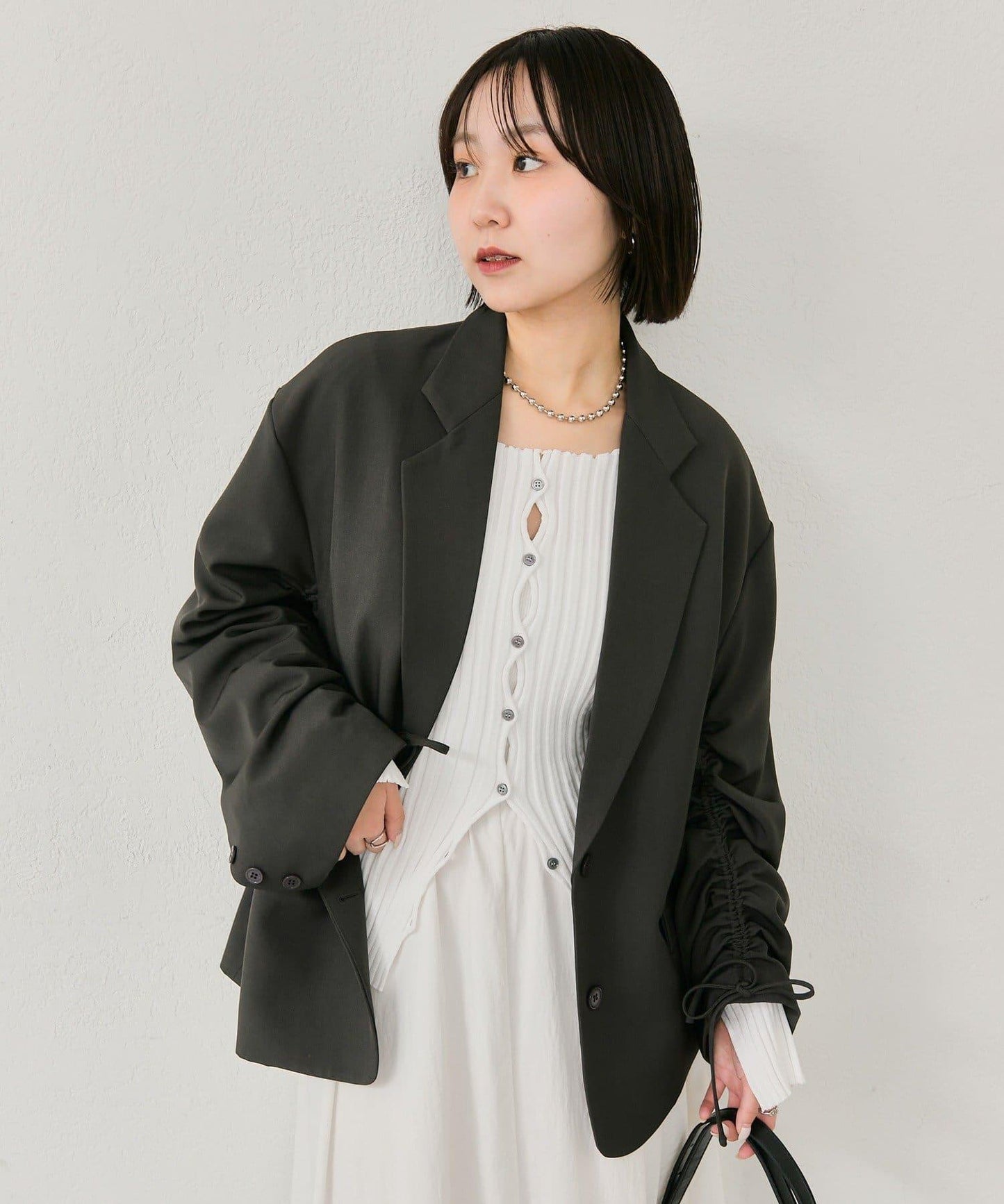 抽繩袖西裝外套