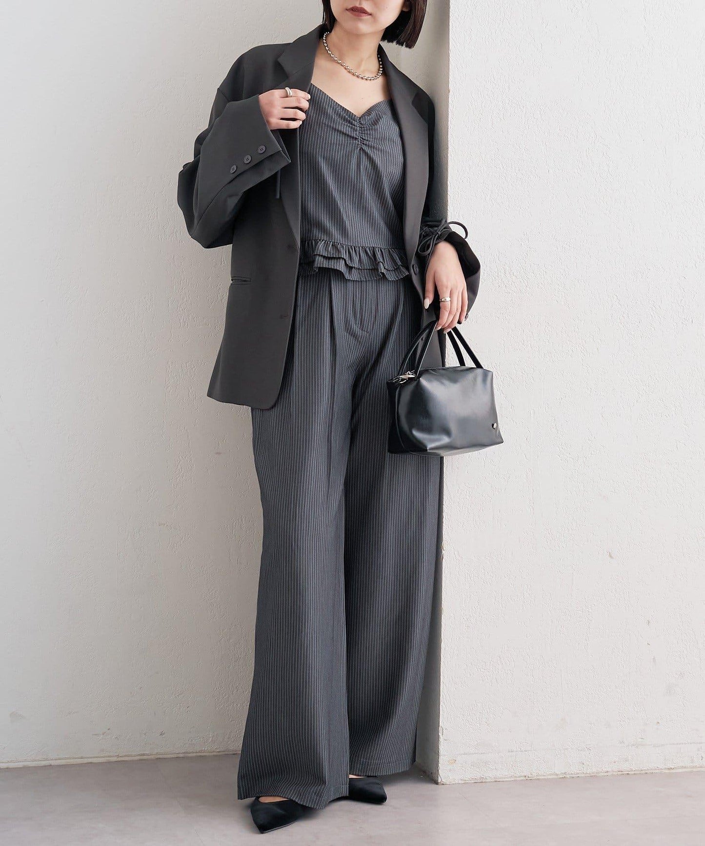 抽繩袖西裝外套