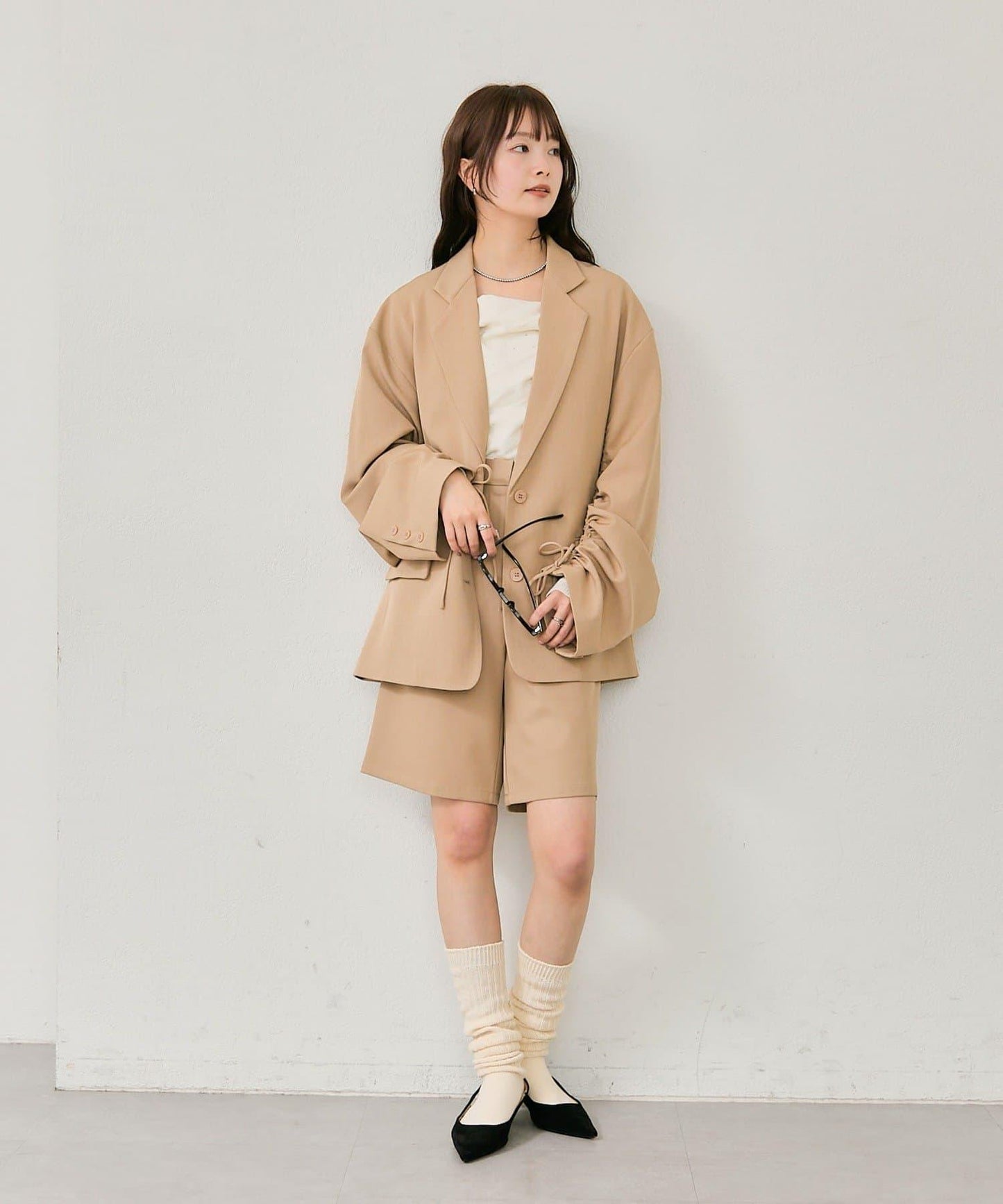 抽繩袖西裝外套