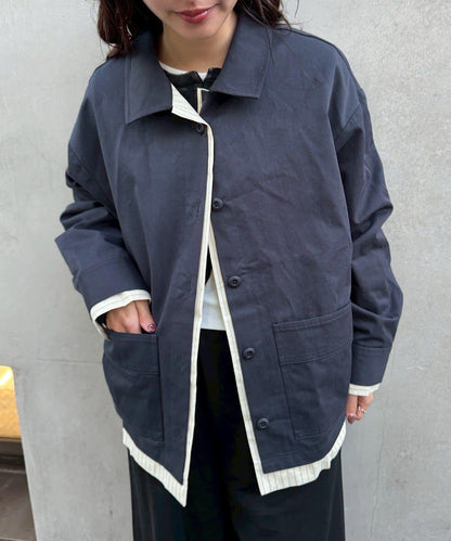 層疊中長款襯衫夾克