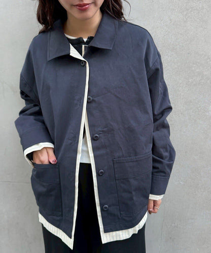 層疊中長款襯衫夾克