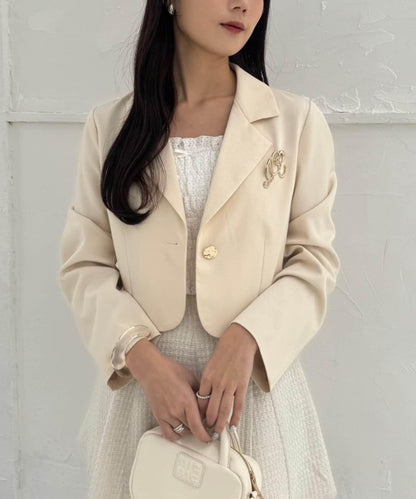 【復刻款】附胸針短款西裝外套