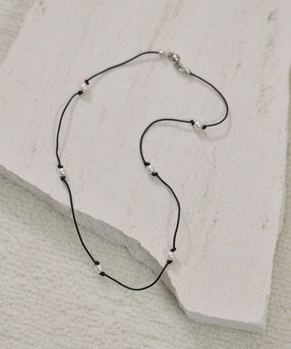 珍珠×繩帶短款項鍊