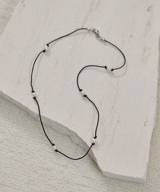 珍珠×繩帶短款項鍊