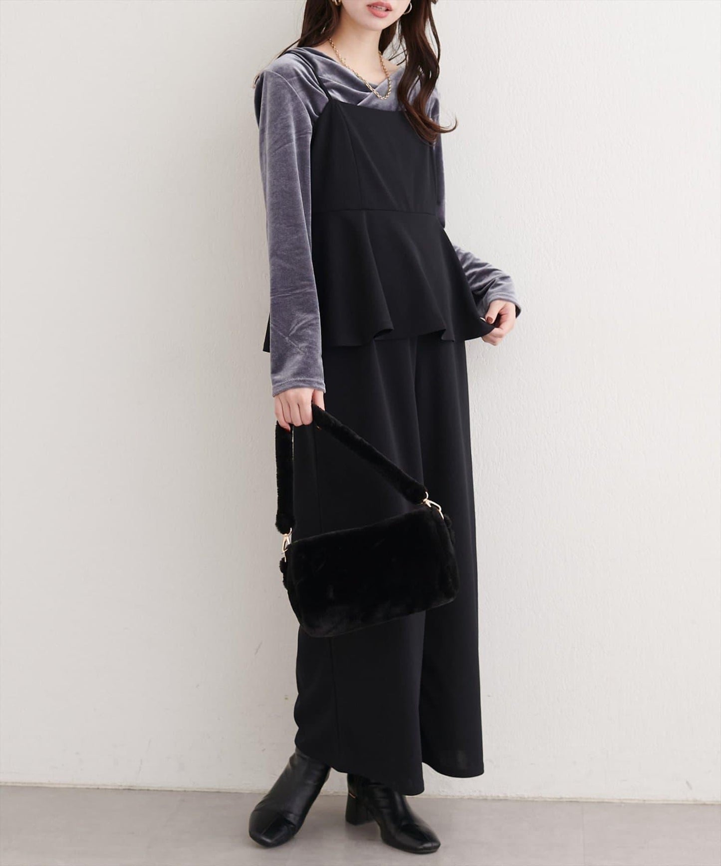 彈力荷葉邊連體褲